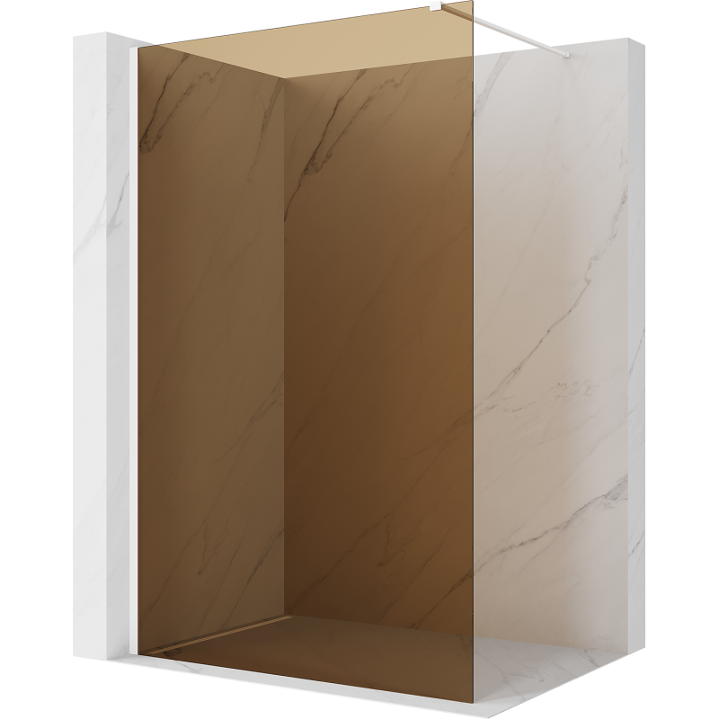Mexen Kioto Walk-in-suihkuseinä 90 x 200 cm, pronssi 8 mm, valkoinen - 800-090-101-20-32