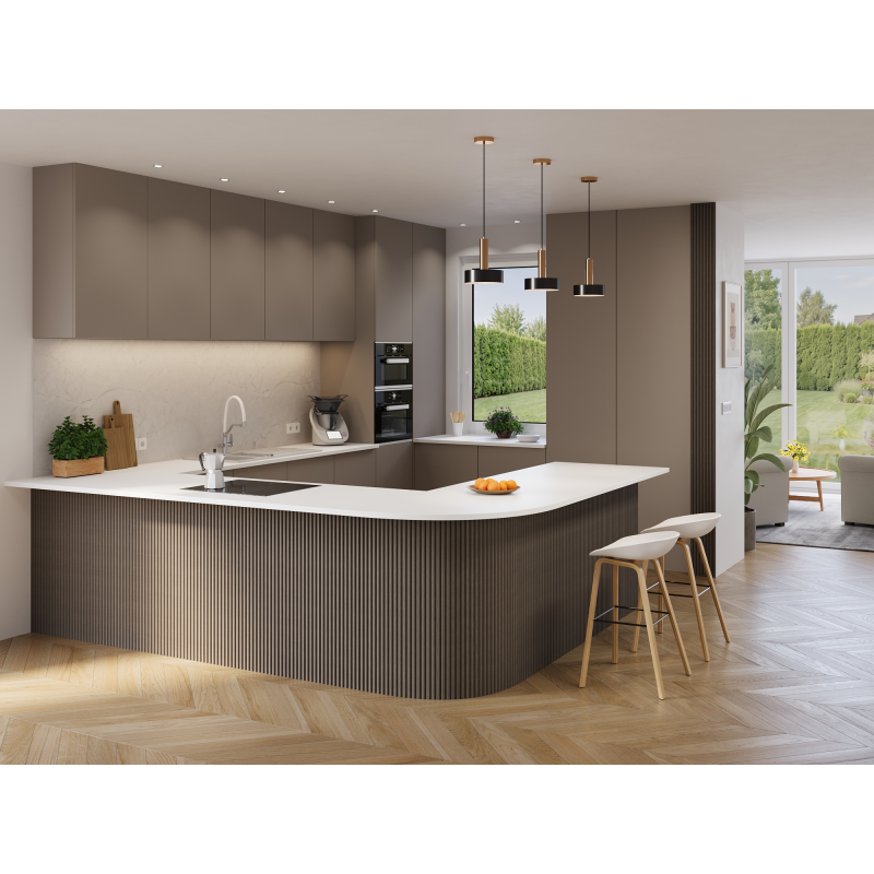 Mexen Ovalo 02 Geriffelte elastische Wandlamellen 280 x 36 cm, technisches Furnier, Graue Eiche - S130-280-02-043
