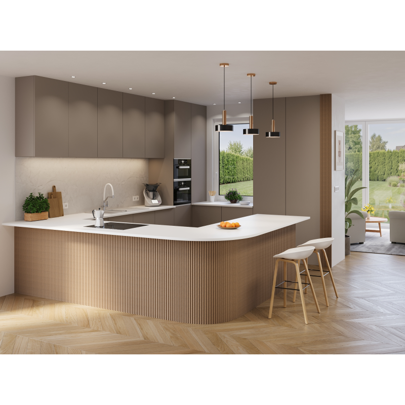 Mexen Ovalo 02 Gerillte flexible Wandpaneele 280 x 36 cm, technisches Furnier, Helles Nussbaum - S130-280-02-047