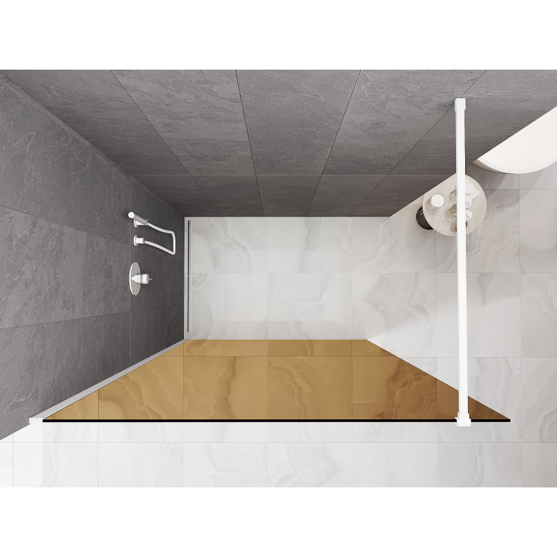 Mexen Kioto ścianka prysznicowa Walk-in 120 x 200 cm, brąz 8 mm, biała - 800-120-101-20-32