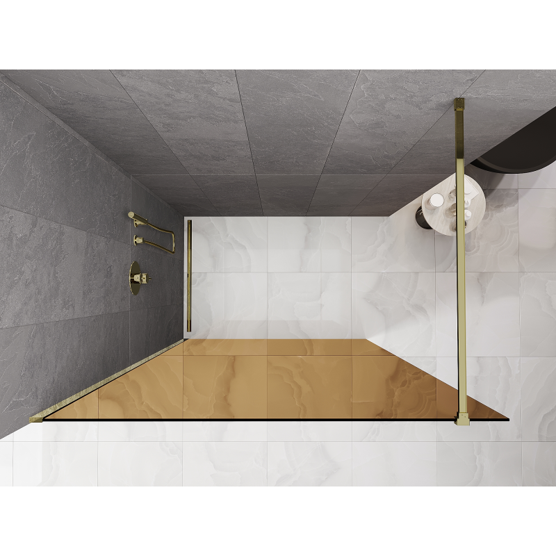 Mexen Kioto Walk-in Shower Wall 70 x 200 cm, Bronze 8 mm, Gold - 800-070-101-50-32