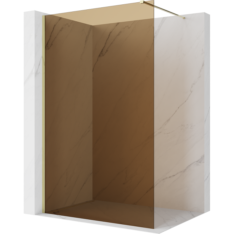 Mexen Kioto suihkuseinä Walk-in 110 x 200 cm, pronssi 8 mm, kulta - 800-110-101-50-32