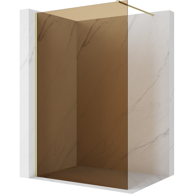 Mexen Kioto duschvägg Walk-in 100 x 200 cm, brons 8 mm, guld borstad - 800-100-101-55-32