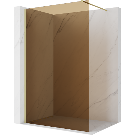 Mexen Kioto ścianka prysznicowa Walk-in 140 x 200 cm, brąz 8 mm, złota szczotkowana - 800-140-101-55-32