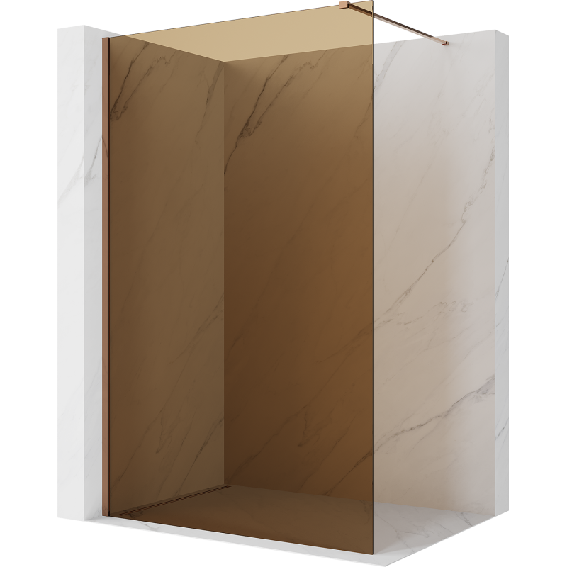 Mexen Kioto tuš stena Walk-in 80 x 200 cm, bron 8 mm, rožnato zlato - 800-080-101-60-32