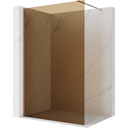 Mexen Kioto ścianka prysznicowa Walk-in 100 x 200 cm, brąz 8 mm, różowe złoto - 800-100-101-60-32