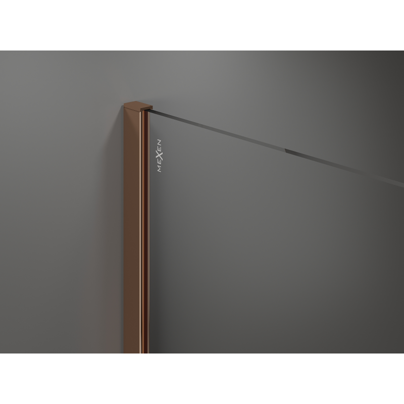 Mexen Kioto ścianka prysznicowa Walk-in 130 x 200 cm, brąz 8 mm, różowe złoto - 800-130-101-60-32