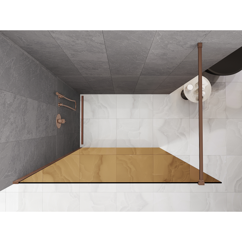 Mexen Kioto ścianka prysznicowa Walk-in 70 x 200 cm, brąz 8 mm, miedź szczotkowana - 800-070-101-65-32