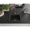 Mexen Vito zlewozmywak granitowy 1-komorowy z baterią kuchenną Telma, czarny/złoty metalik - 6503-75-670200-50