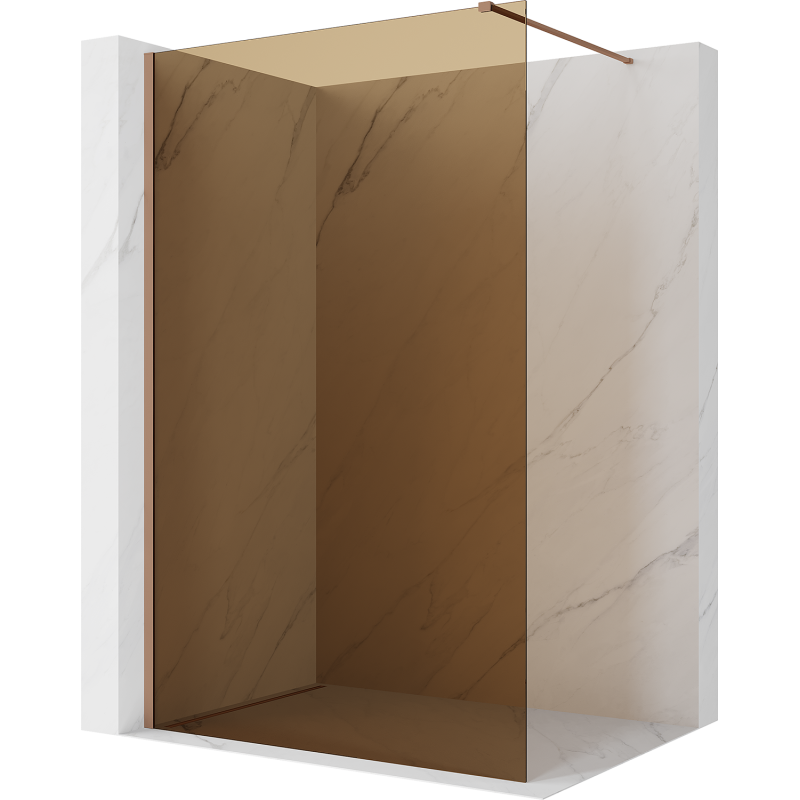 Mexen Kioto ścianka prysznicowa Walk-in 90 x 200 cm, brąz 8 mm, miedź szczotkowana - 800-090-101-65-32