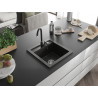 Mexen Vito fregadero de granito de 1 cubeta con grifo de cocina Telma, negro/dorado metálico - 6503-75-670200-70
