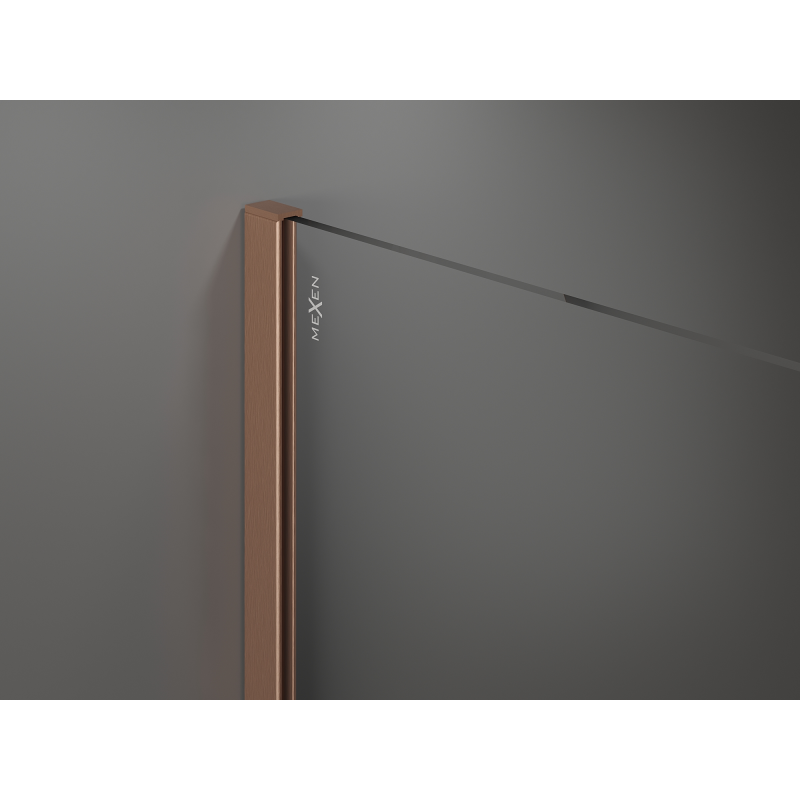 Mexen Kioto ścianka prysznicowa Walk-in 100 x 200 cm, brąz 8 mm, miedź szczotkowana - 800-100-101-65-32