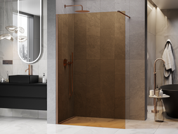 Mexen Kioto ścianka prysznicowa Walk-in 140 x 200 cm, brąz 8 mm, miedź szczotkowana - 800-140-101-65-32