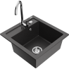 Mexen Vito granite kitchen sink 1-bowl with Telma kitchen faucet, black speckled - 6503-76-670200-00