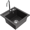Mexen Vito granite sink 1-bowl with Telma kitchen tap, black speckled - 6503-76-670200-00