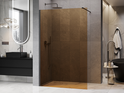 Mexen Kioto ścianka prysznicowa Walk-in 130 x 200 cm, brąz 8 mm, gun gray szczotkowany - 800-130-101-66-32