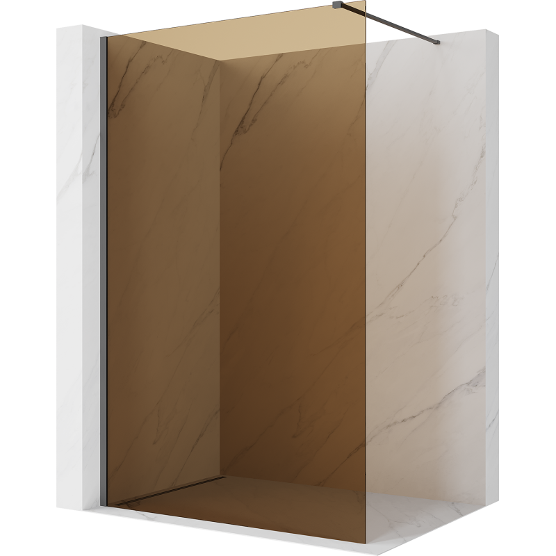 Mexen Kioto Walk-in-suihkuseinä 130 x 200 cm, ruskea 8 mm, harjattu asemetalli - 800-130-101-66-32