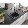 Mexen Vito fregadero de granito de 1 seno con grifo de cocina Telma, negro moteado - 6503-76-670200-76