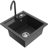 Mexen Vito fregadero de granito de 1 seno con grifo de cocina Telma, negro moteado - 6503-76-670200-76
