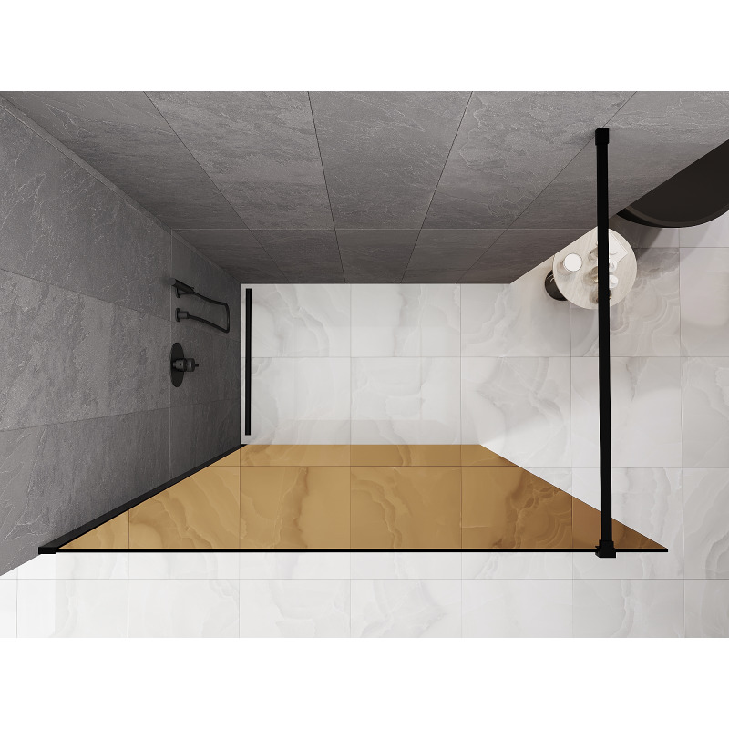 Mexen Kioto ścianka prysznicowa Walk-in 90 x 200 cm, brąz 8 mm, czarna - 800-090-101-70-32