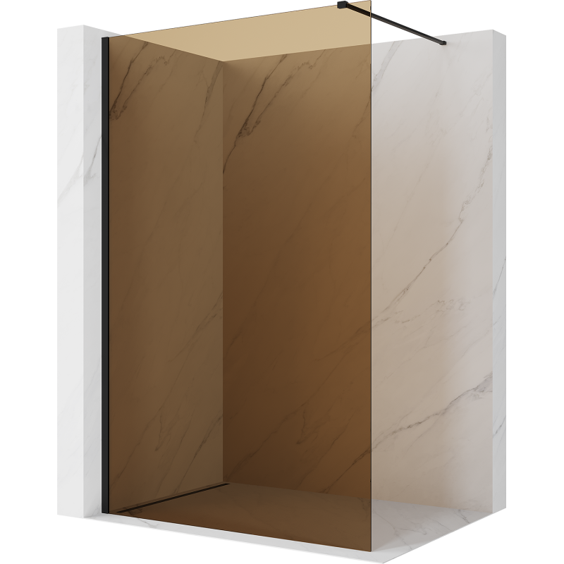 Mexen Kioto ścianka prysznicowa Walk-in 90 x 200 cm, brąz 8 mm, czarna - 800-090-101-70-32