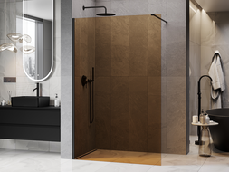 Mexen Kioto ścianka prysznicowa Walk-in 100 x 200 cm, brąz 8 mm, czarna - 800-100-101-70-32