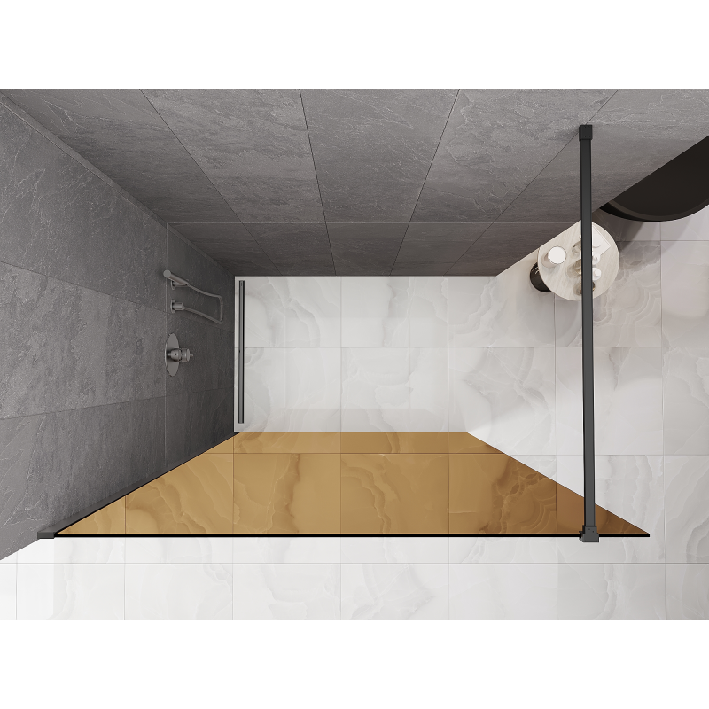 Mexen Kioto ścianka prysznicowa Walk-in 80 x 200 cm, brąz 8 mm, gun metal - 800-080-101-95-32