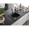 Mexen Vito fregadero de granito de 1 cubeta con grifo de cocina Telma, negro - 6503-77-670200-70