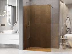 Mexen Kioto ścianka prysznicowa Walk-in 90 x 200 cm, brąz 8 mm, nikiel szczotkowany - 800-090-101-97-32
