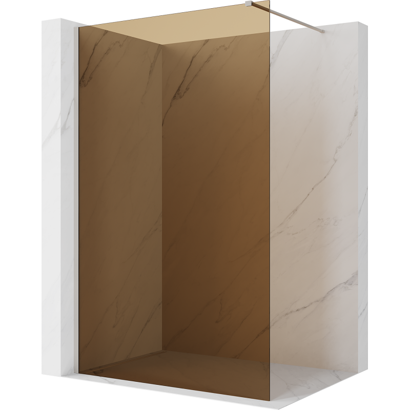 Mexen Kioto Duschvägg Walk-in 90 x 200 cm, brons 8 mm, borstad nickel - 800-090-101-97-32