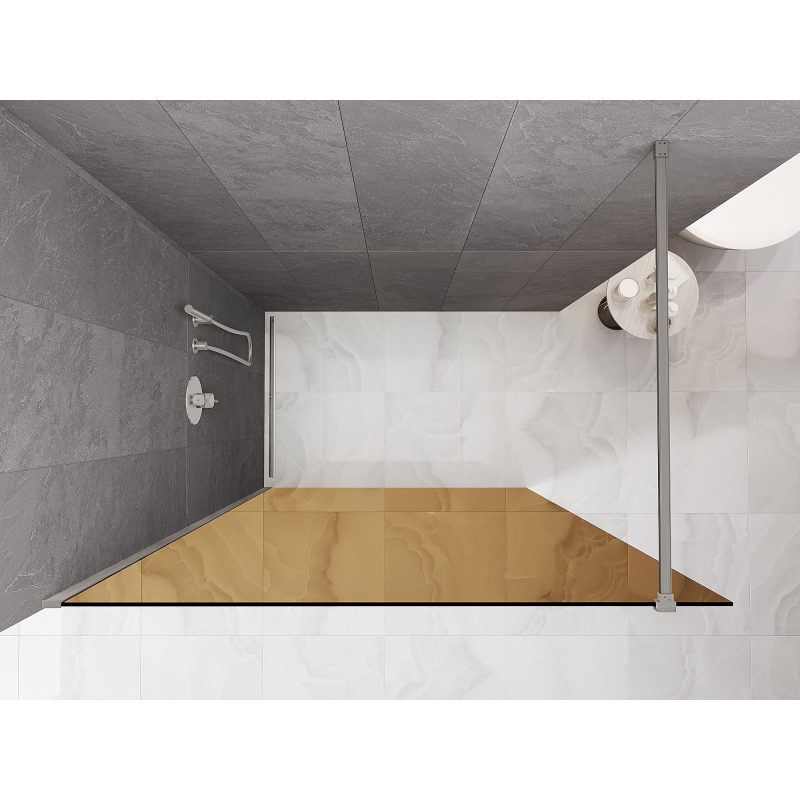 Mexen Kioto ścianka prysznicowa Walk-in 100 x 200 cm, brąz 8 mm, nikiel szczotkowany - 800-100-101-97-32