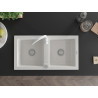 Mexen Mario fregadero de granito de 2 compartimentos con grifo de cocina Telma, blanco - 6504-20-670200-20