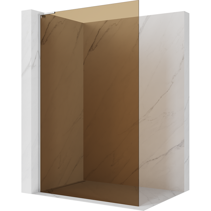 Mexen Kioto L duschvägg Walk-in 100 x 200 cm, brons, krom - 800-100-103-01-32