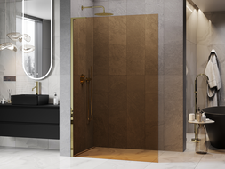Mexen Kioto L ścianka prysznicowa Walk-in 70 x 200 cm, brąz, złota - 800-070-103-50-32