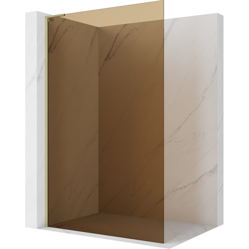 Mexen Kioto L Duschvägg Walk-in 80 x 200 cm, brons, guld borstad - 800-080-103-55-32