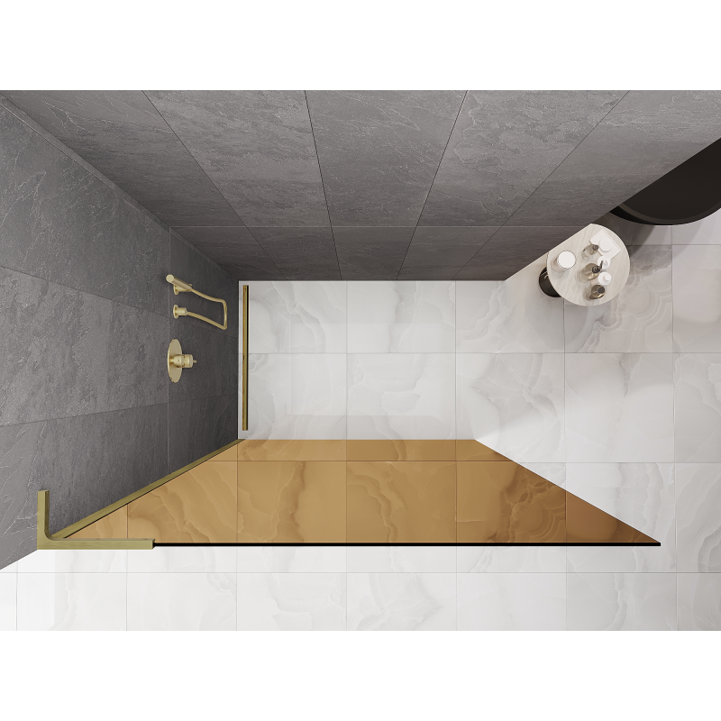Mexen Kioto L ścianka prysznicowa Walk-in 90 x 200 cm, brąz, złota szczotkowana - 800-090-103-55-32