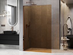 Mexen Kioto L ścianka prysznicowa Walk-in 120 x 200 cm, brąz, różowe złoto - 800-120-103-60-32