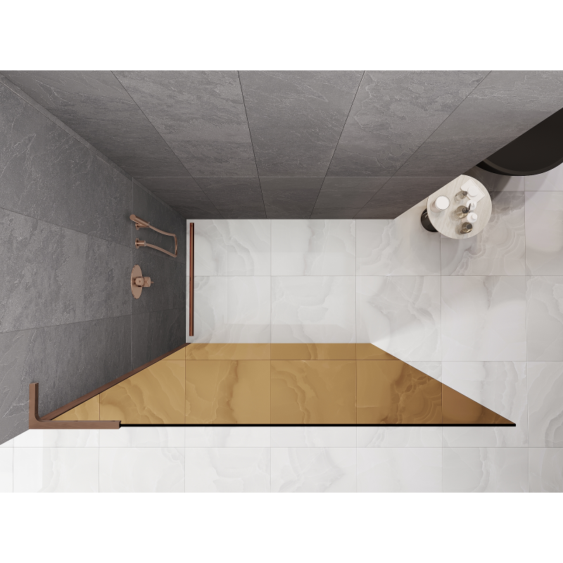 Mexen Kioto L ścianka prysznicowa Walk-in 80 x 200 cm, brąz, miedź szczotkowana - 800-080-103-65-32