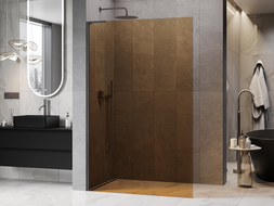 Mexen Kioto L ścianka prysznicowa Walk-in 80 x 200 cm, brąz, gun gray szczotkowany - 800-080-103-66-32