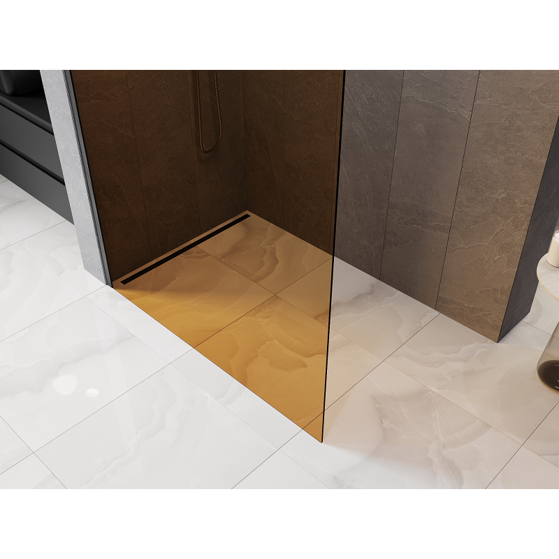 Mexen Kioto L Walk-in Shower Screen 100 x 200 cm, Bronze, Brushed Gun Gray - 800-100-103-66-32