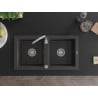 Mexen Mario 2-chamber granite sink with Telma kitchen tap, black speckled - 6504-76-670200-00