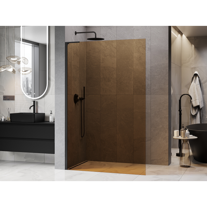 Mexen Kioto L ścianka prysznicowa Walk-in 80 x 200 cm, brąz, czarna - 800-080-103-70-32