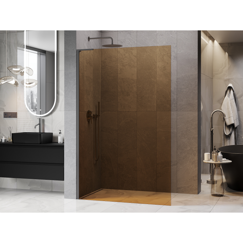Mexen Kioto L ścianka prysznicowa Walk-in 120 x 200 cm, brąz, gun metal - 800-120-103-95-32