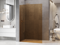 Mexen Kioto L ścianka prysznicowa Walk-in 90 x 200 cm, brąz, nikiel szczotkowany - 800-090-103-97-32