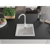 Mexen Milo fregadero de granito de 1 compartimento con grifo de cocina Telma, blanco - 6505-20-670200-20
