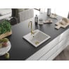 Mexen Milo 1-bowl granite sink with Telma kitchen faucet, white - 6505-20-670200-50
