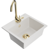 Mexen Milo 1-bowl granite sink with Telma kitchen faucet, white - 6505-20-670200-50