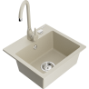 Mexen Milo granitische 1-kom schuurtje met keukenkraan Telma, beige - 6505-69-670200-69