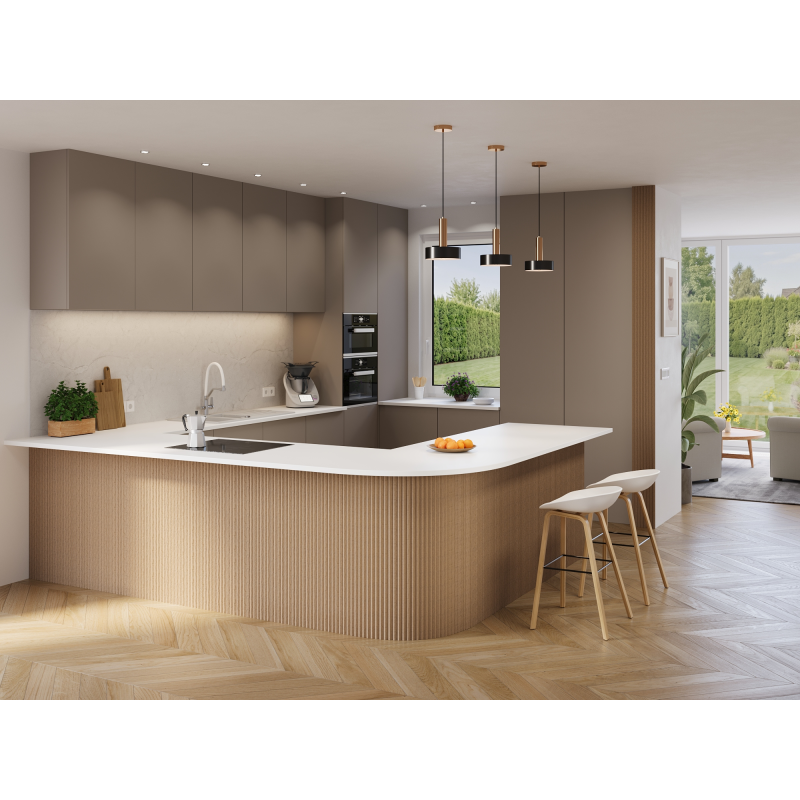 Mexen Ovalo 01 flexible gerillte Wandpaneele 280 x 36 cm, technisches Furnier, Helles Nussbaumholz - S130-280-01-047