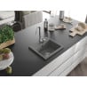 Mexen Milo évier en granit 1 bac avec robinet de cuisine Telma, gris - 6505-71-670200-00
